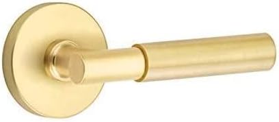 Emtek Passage Set, Disk Rosette, Myles Lever, (Right Hand, Unlacquered Brass)