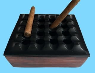 Miniatura 9 de Cenicero con tapa para puros, diseño de madera metálica, ceniceros resistentes al viento para oficina en casa, mesa, exterior, patio, balcón al aire