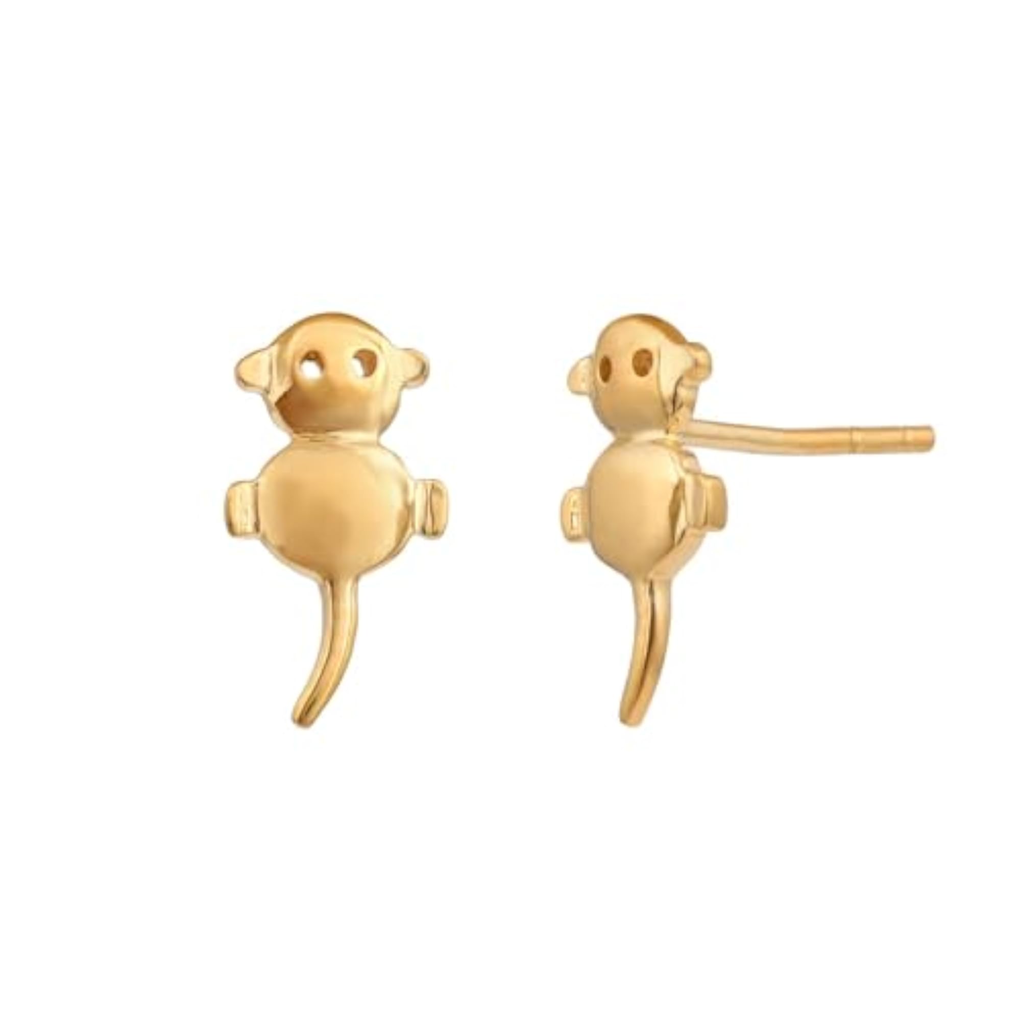 Cute Monkey Gold Tone Animal Stud Earrings