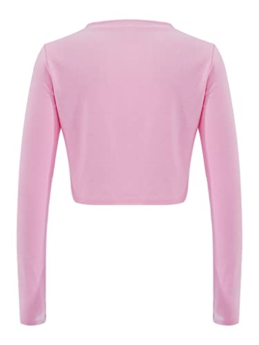 Girls Cotton Solid Color Long Sleeve Cross Criss Front Crop Tops Ballet Gymnastic Wrap Tops Dancewear2