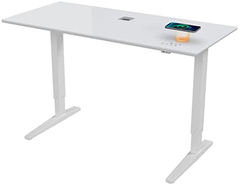 ATLASIO Höhenverstellbarer Schreibtisch 140x65 -Schreibtisch Höhenverstellbar Elektrisch mit Wireless Charger, Touch Pad, USB-A & USB-C - Stehschreibtisch mit Sitz-Steh Erinnerung & Speicherfunktion