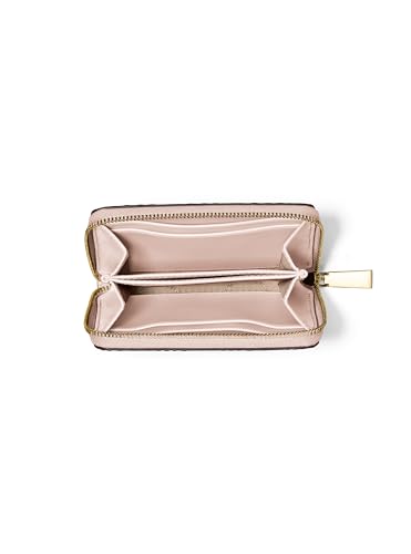 Image of Michael Kors Jet Set Small Zip Around Card Case, Gold-Tone Hardware /MK Embossed Glitter /Ballet