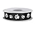 Black with White Paw Print Single Face Satin Ribbon 7/8" X 25 Yards