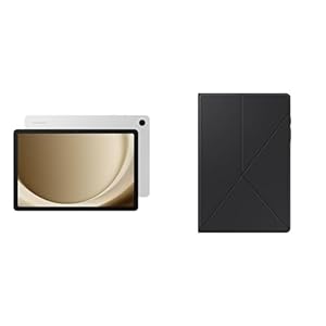 SAMSUNG Galaxy Tab A9+ 10.9” + Galaxy Tab A9+ Book Cover (Black) 64GB Android Tablet, Big Screen, Quad Speakers, Upgraded Chipset, Multi Window Display, Slim, Durable, US Version, 2023, Silver