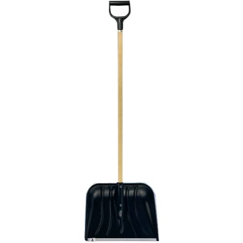 1.3m Snow Shovel - Pusher, Scooper, Mucking Out Emergencies | Ideal for Clearing Garden, Car, Truck, Driveway Etc | Strong & Durable Plastic Spade and Wooden Handle – Heavy Duty 130cm