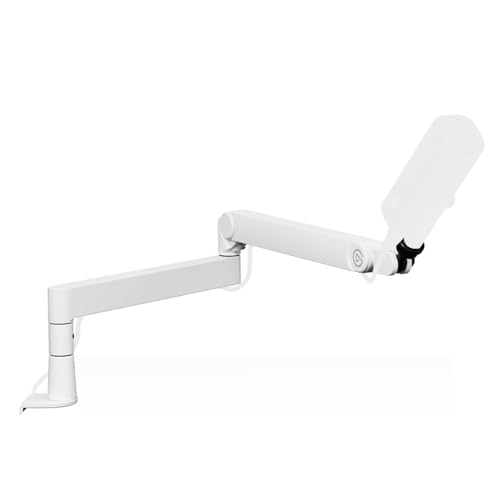 Elgato Wave Mic Arm Pro White – 360° drehbarer Mikrofonarm mit niedrigem Profil und Gasfeder, kompatibel Mikrofonen/Shure SM7B/HyperX/Rode/Blue Yeti & mehr – Für Broadcasting/Podcasting