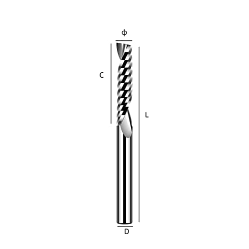 Image of 10pcs Carbide End Mill D1 /8(3.175mm) Shank Single Flute Bright Milling Cutter HRC60 CNC Engraving Machines Acrylic PVC