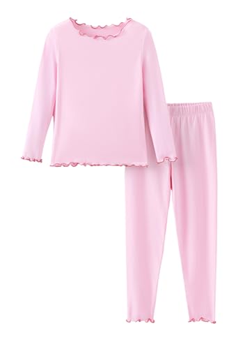 PATPAT Girls Pajama Sets Ages 2-12 Years - Snug Fit Long Sleeve Shirring Sleepwear, Soft Breathable Kids PJs