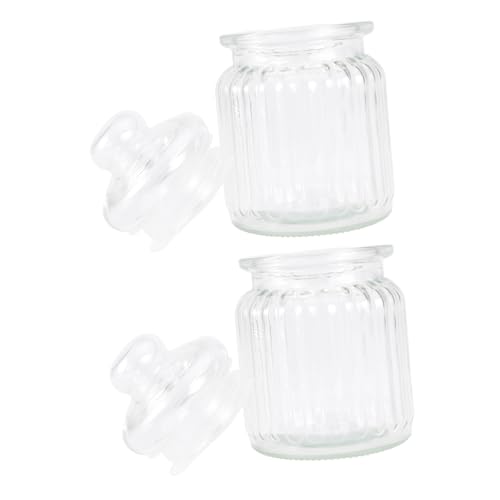 iplusmile 2 pezzi Barattoli in Vetro Sigillati da Contenitori per Cucina Vasetti per Conservazione Tè e Caramelle Vasi Trasparenti Sicuri e Facili da Identificare