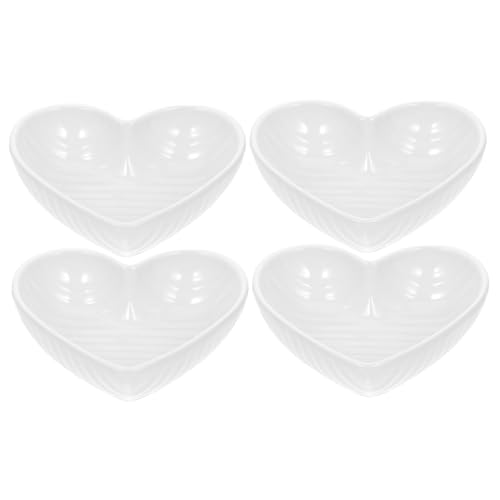 BRIGHTFUFU 4Pcs Ceramic Sauce Dish White Condiment Plates for Mustard and Vinegar for Dipping Elegant Table Decor Food Grade and Easy to Clean