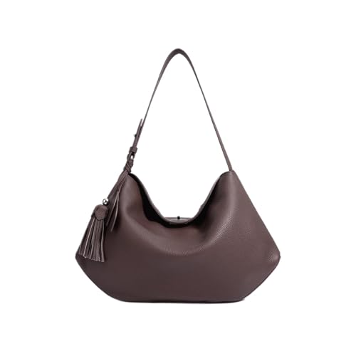 Bolso de mano espacioso compatible con piel grano, bandolera un solo hombro for mujer, bolso compras tipo hobo(Coffee)