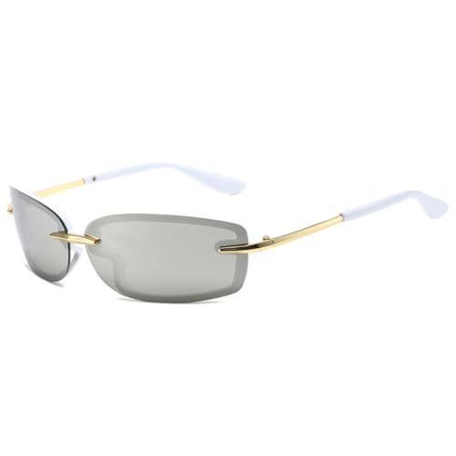 Lunettes de soleil carrées rétro LVTFCO blanc miroir argenté UV400 taille unique