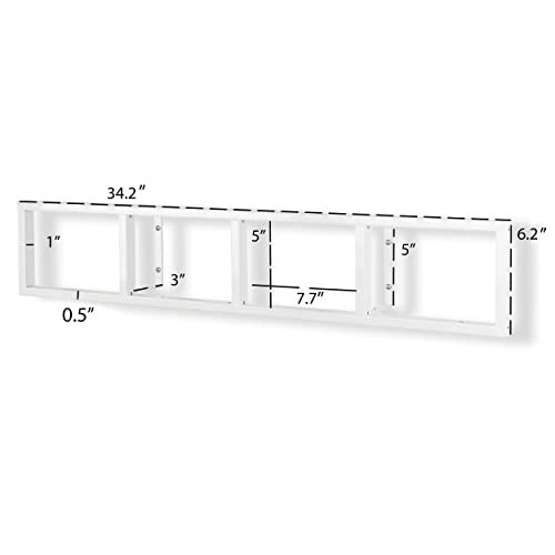 Image of You Have Space White Floating Shelves for Wall, 34 Inch Video Games, CD, DVD Storage Shelves, Metal Cube Storage Shelf Set of 2