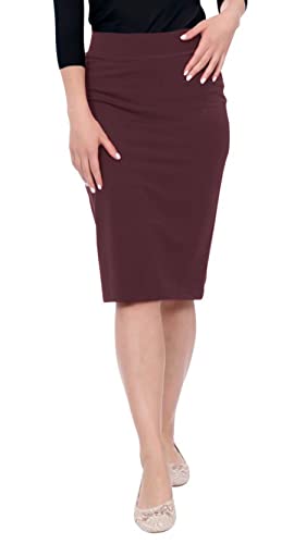Kosher Casual Women's Modest Knee-Length Fitted Lightweight Cotton Spandex Pencil Skirt