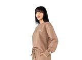 Nina Carter F022 damska bluza z miękką podszewką polarową, sportowy sweter, casualowy, wygodna górna część, szarobrązowy (F22-24), L