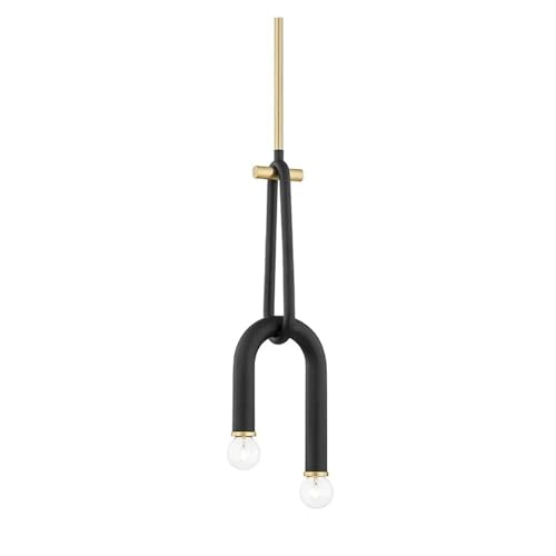 Lustre suspension Villa Luxe en forme de U avec 2 lumières en verre pour salon