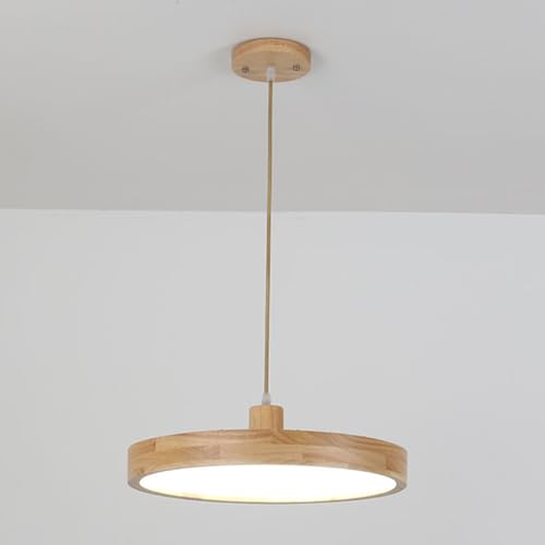 Suspension LED en bois ronde pour salle à manger fini la lumière trop agressive