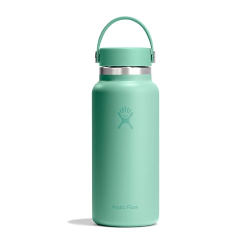 Hydro Flask Water Bottle - Insulated Stainless Steel - Wide Mouth Flex Lid, Non Spill, Leakproof and Refillable in 32 Oz Mermaid Green