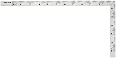 Liquidraw 150 x 300 mm Stainless Steel L Shape Square Ruler Double Sided Right Angle Metal Ruler For Cutting Sewing With Metric & Imperial Measuring For Engineers & Architects