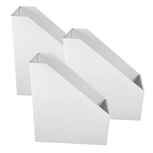 LOORGVEL 3個 卓上用書類整理ボックス 紙製ファイルスタンド 書類 雑誌ホルダー 独立型倒れないブックオーガナイザー 学校 オフィス 自宅用