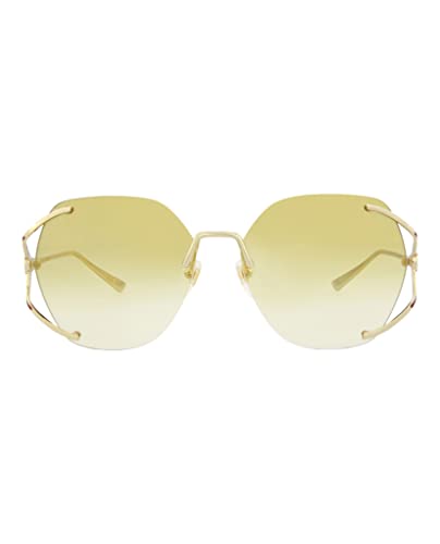 Gucci Square/Rectangle Sunglasses Gold Gold Yellow Luxury Eyewear Made In Japan Metal Frame Designer Fashion for Everyday Luxury