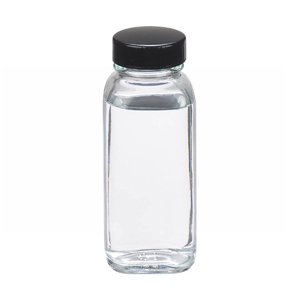 Wheaton W216892 French Square Bottle, Clear Glass, Capacity 4oz With 33-400 Black Phenolic Poly-Seal Lined Screw Cap, Diameter 45mm x 111mm (Case Of 24)