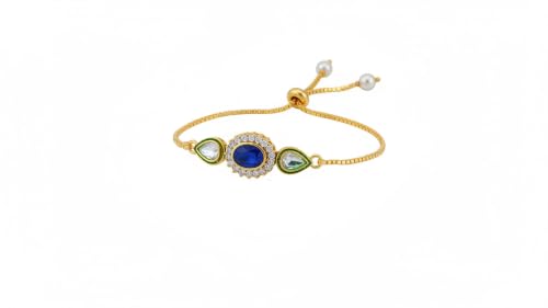Image of Elegant Traditional Gold Plated /Rakhi Combo Of 1 Piece for Men and Women /brother /sister /bhabhi Kundan Stone combo set (Same as Shown In Image)