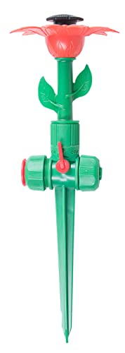CON:P Wassersprinkler Blume - 1 Stück - Zufällige Farbauswahl - 5 m Radius - Bis zu 360° Drehung - 29 cm Höhe / B45050 Orange,Gelb