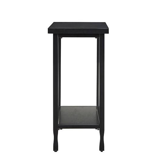 Image of Leick Home 11205-BK Ironcraft Rustic Narrow Chairside Table with Shelf, Black Wash