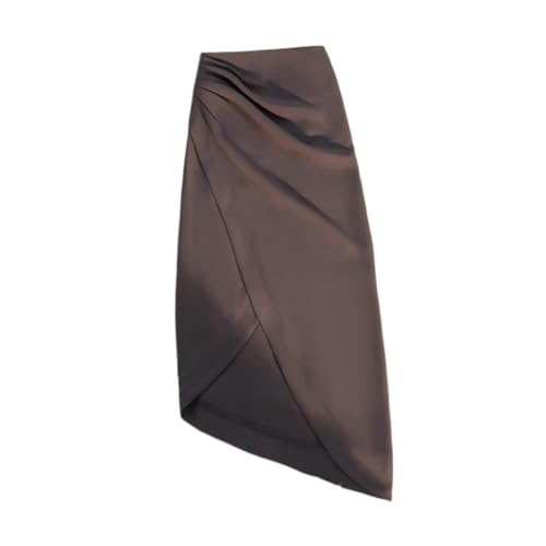 Pleated Suit Skirt for Women in Summer Midlength Waist Slimming Irregular hippacking S1 Grey8 XS