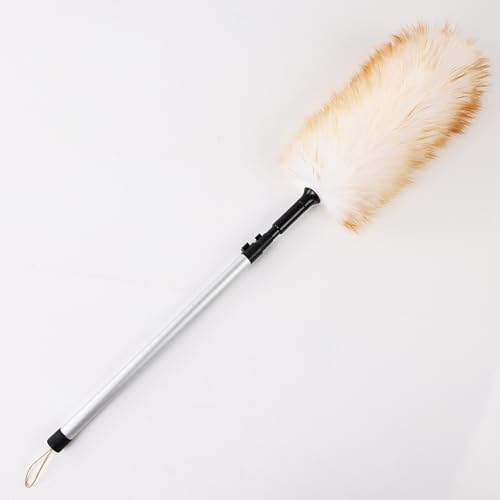 Lambswool 25-53 Inch Telescopic Dust Collector, Anti-Static Flexible Head, Double-Breasted Aluminum Rod for High Ceilings, Fans, Indoor and Roof Dusting.