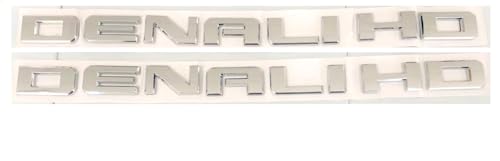 Image of 2PCS Denali HD Emblems Badge Nameplate for Chevy Sierra Denali 2500HD 3500HD Denali HD (Chrome)
