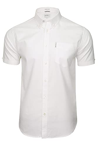 Ben Sherman Men's Short Sleeve Signature Oxford Shirt, White, Small