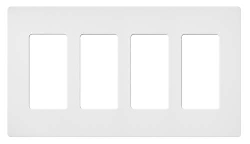 Lutron Claro 4 Gang Decorator/Rocker Wallplate, Satin, Snow (1-Pack) | SC-4-SW