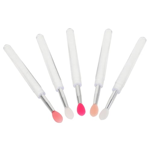 WRITWAA 5pcs Lip Brush Combination Silicone Lip Liner Gloss and Eyeshadow Applicator Reusable Gentle and Compact for Travel