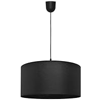 Helam Alba Cylindrical Pendant Ceiling Light Black 40cm