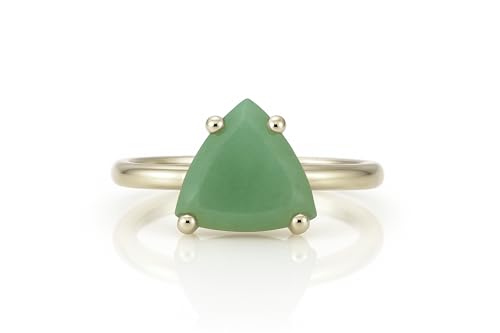 Bague aventurine verte trillion en argent pour femme