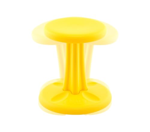 Image of Kore Kids Wobble Stool, Flexible Seating, Ages 6-7, 14in, Yellow | Wiggle chair for classroom and home boosts focus, improves posture, and provides an energy outlet; anti-tip base; Made in USA