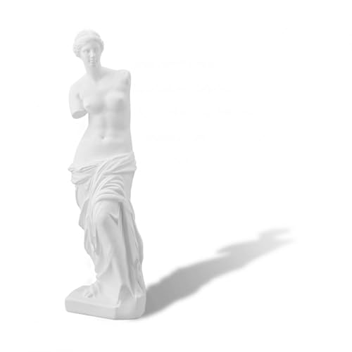 MovFlax Venus de Milo Statue, 11 Inches Greek Goddess Aphrodite Resin Sculpture, Beautiful Roman Mythology Art Figurine Ornament for Home or Office Decor (Broken Arm Venus, White)
