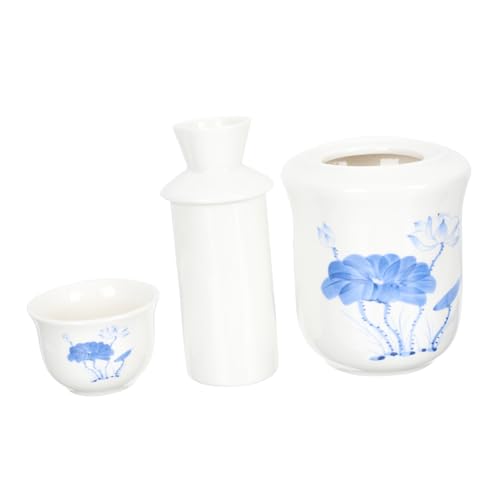 ARTSEWPLY Calentador de Licor Cerámico Japonés Tetera para Sake Diseño Azul y Blanco Vertedor Ergonómico para Uso Doméstico