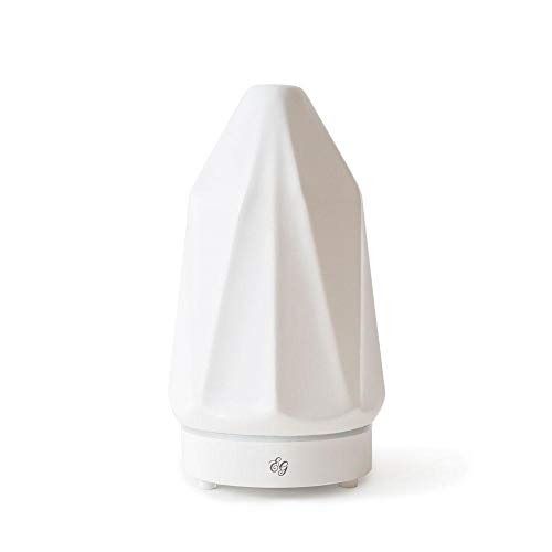 Edens Garden White Diamond Essential Oil Diffuser – Ultrasonic Natural Stone Aromatherapy Device with Auto Shut-Off & Ambient Light – Quiet Mist Humidifier for Home, Office & Spa - White, 90 ml