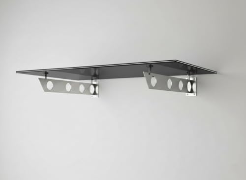 Glaszentrum Hagen - Typ-szare szkło - daszek szklany Pawilon zadaszenie drzwi wejściowych szkło VSG wraz z uchwytem ze stali nierdzewnej (120 x 90 cm, uchwyt S)