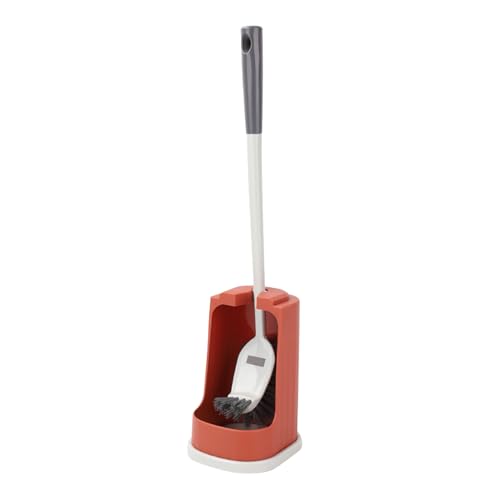 Standing Toilet Brush with Long Handle Comfortable Brush and Holder Set for Bathroom
