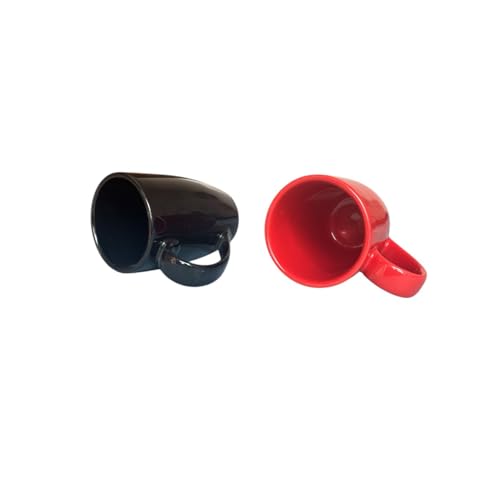 Image of Red and Black Porcelain 285 ml Coffee /Tea Mug Piece Microwave Oven and Dishwasher Safe, for Hot /Cold Coffee, Milk, Tea, (RED and Black)