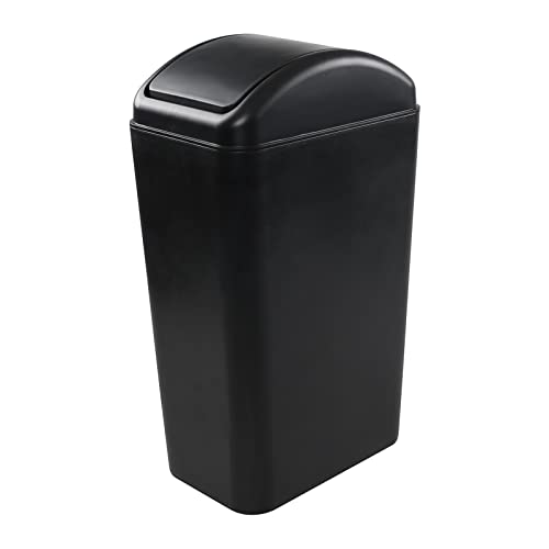 Caneca de basura rectangular negra 14 litros plástico