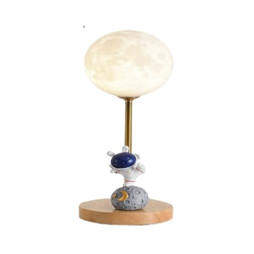 VVDPJLS Lámparas de Escritorio Luna pequeña lámpara de Mesa Dormitorio habitación para niños Astronauta lámpara Base de Madera lámpara de Escritorio de lámpara Decorativa de Escritorio (b) Innovate