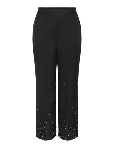 PIECES PCRU HW Embelish Pants, Black, XS