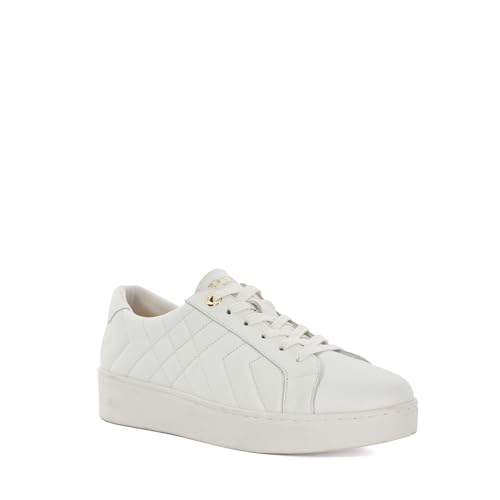 Dune London Ladies EGENT Quilted Platform Sole Lace-Up Trainers Size UK 3 White