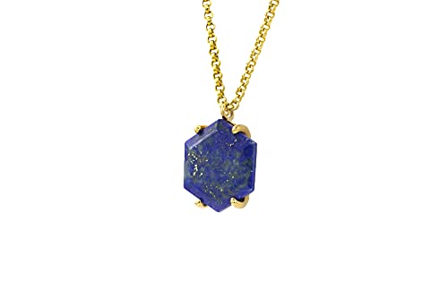 Collier Lapis-Lazuli bleu et pendentif hexagonal pour sublimer vos tenues au quotidien