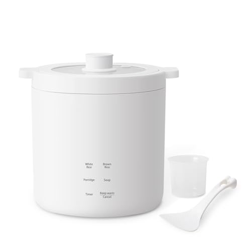 Olayks Mini Rice Cooker 2 Cup Uncooked, Small Electric Cooker, with 4 Cooking Functions, 24 Hour...